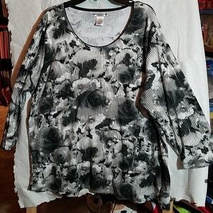 Rebecca Malone Woman 1X Black White 3/4 Sleeve